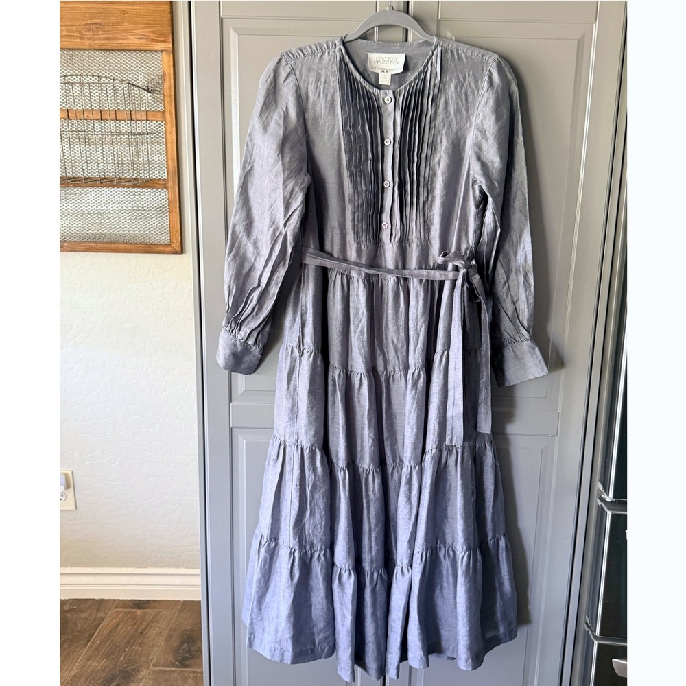 Anthropologie x Mare Mare Womens Agosta Tiered Midi Dress,Gray, XS